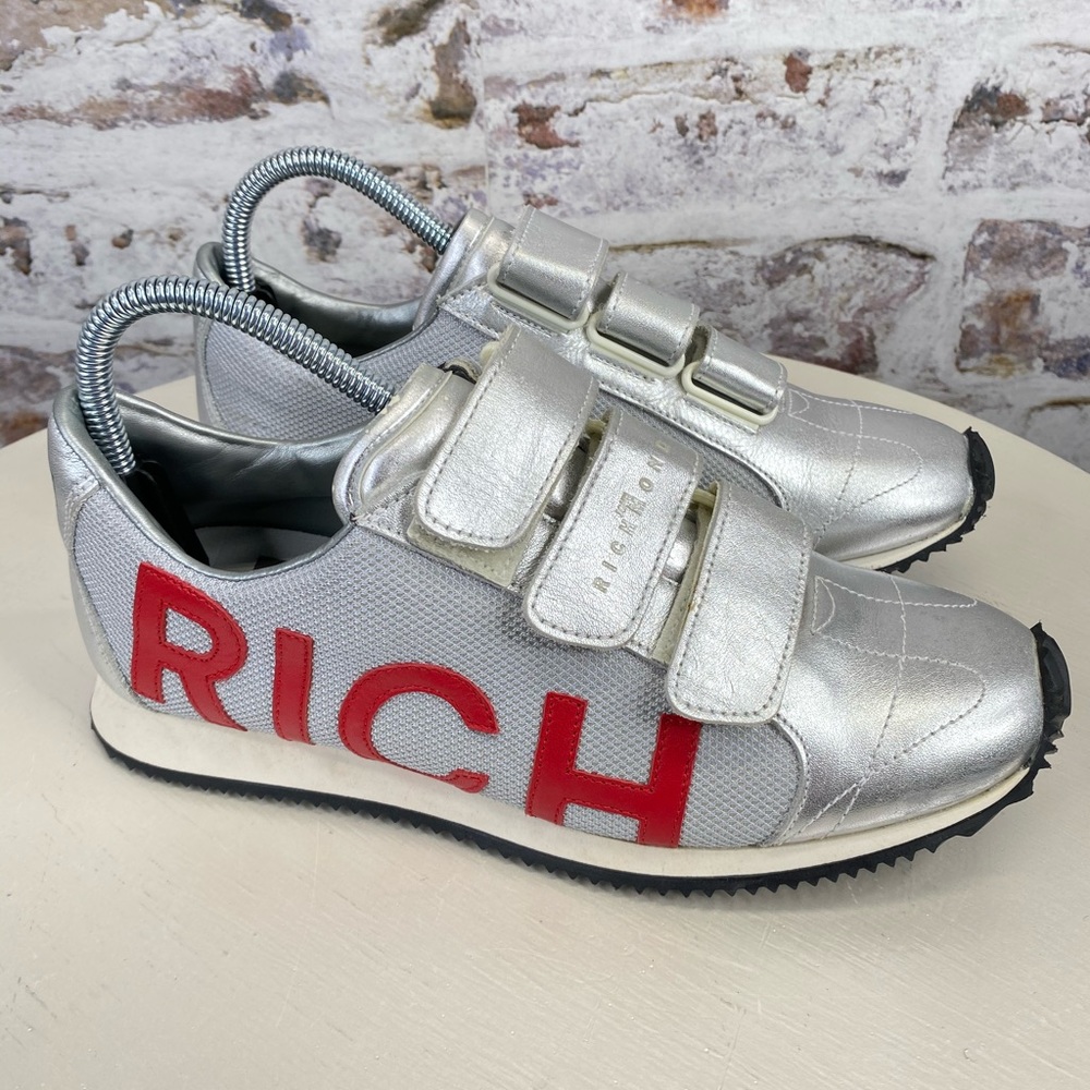 John Richmond Euro Size 39 Silver Strap Sneakers
